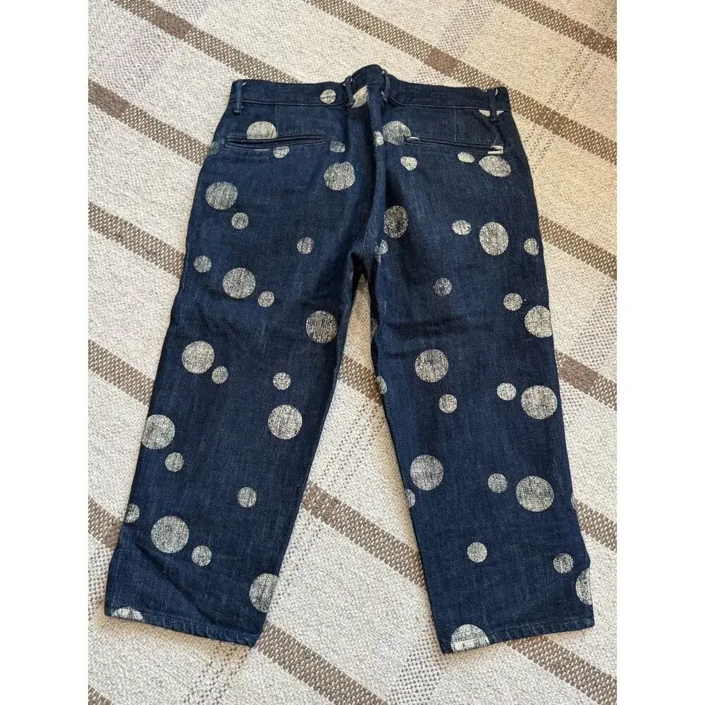 Kapital Japan Denim Long Shorts Jorts Dots Women’s XS/S 0 Bermuda Jean Capri